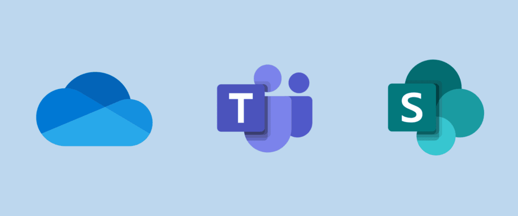 OneDrive, microsoft teams en sharepoint