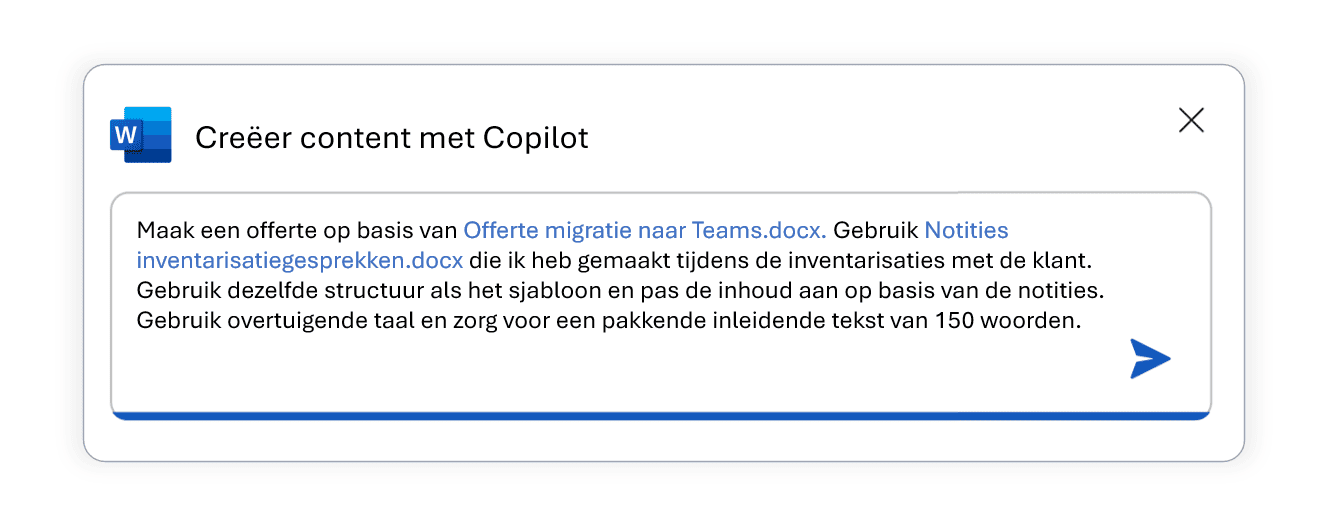 Word creëer content met copilot