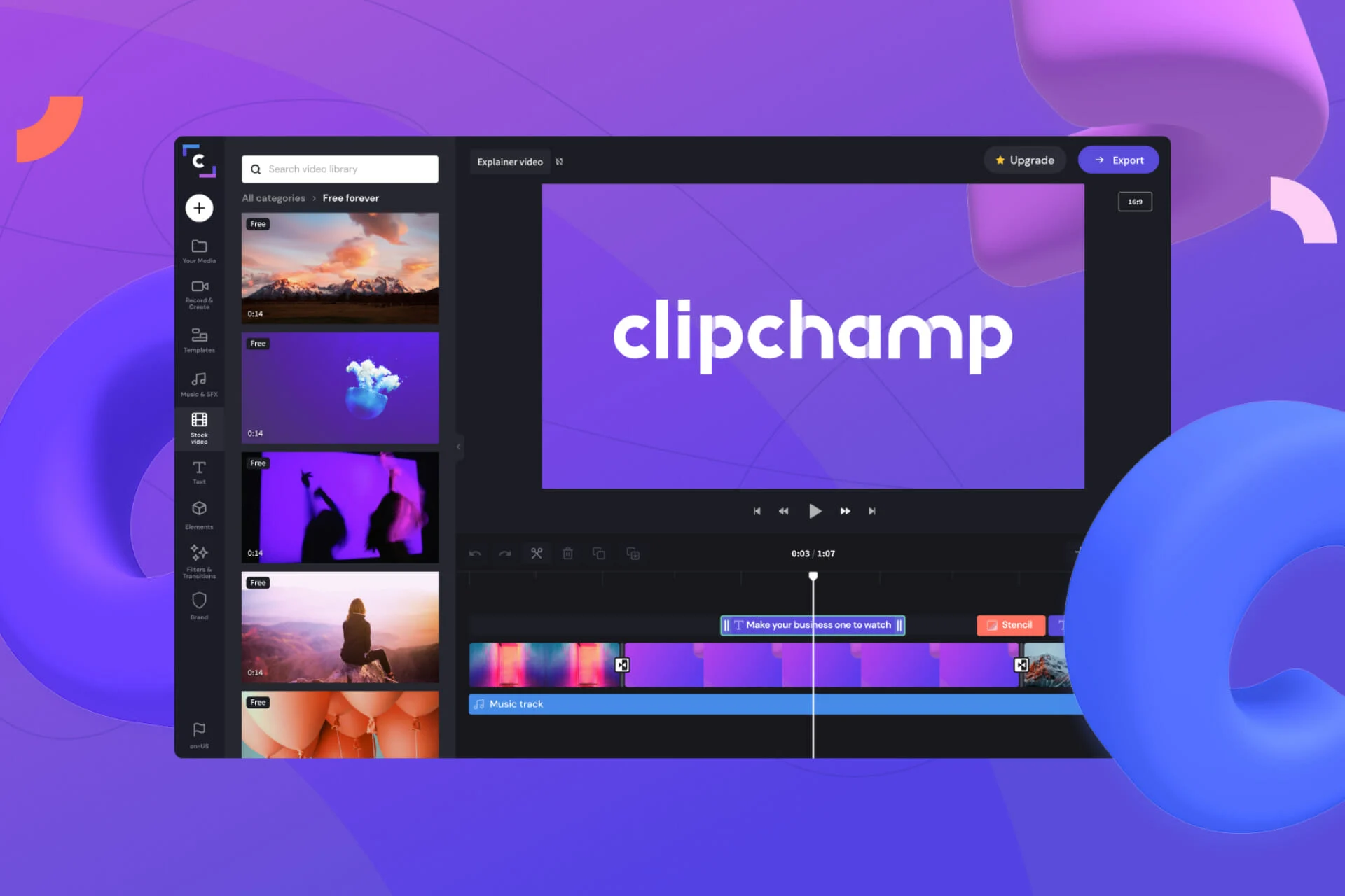 clipchamp dashboard