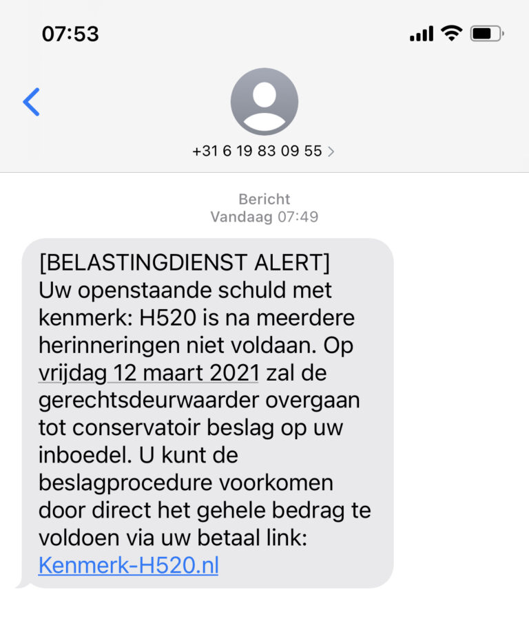 spoofing bericht belastingdienst